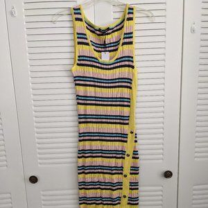 525 America Striped Button Slit Midi Dress